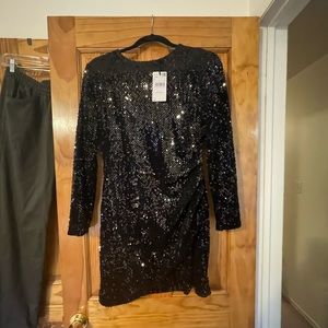 Mango Black sequin dress NWT size M